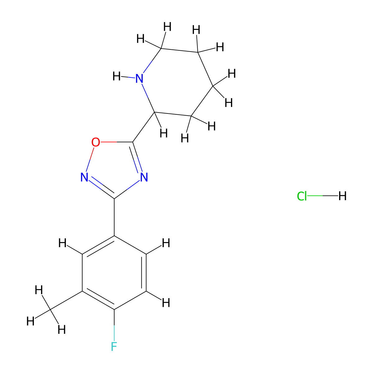 2-[3-(4-Fluoro-3-methylphenyl)-1,2,4-oxadiazol-5-yl]piperidine hydrochloride molecular structure, CAS 1803593-21-6