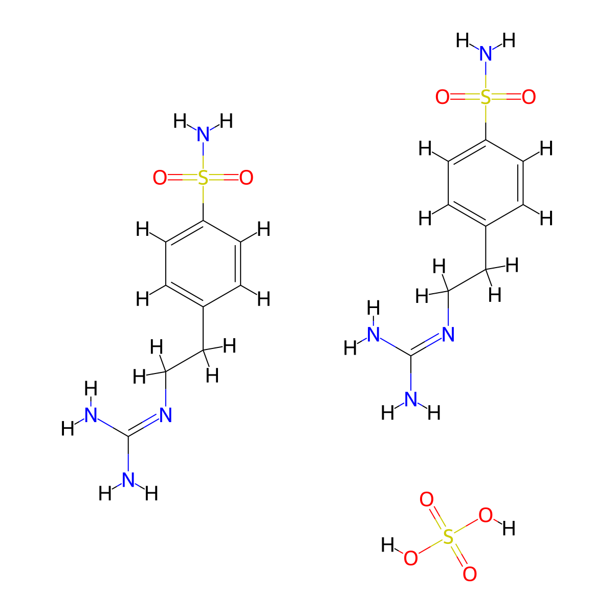bis(N-(2-(4-sulfamoylphenyl)ethyl)guanidine); sulfuric acid molecular structure, CAS 1803593-22-7