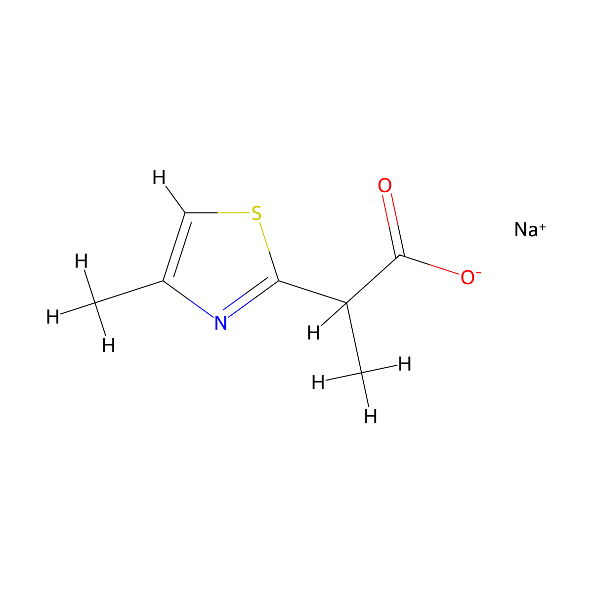 Sodium 2-(4-methyl-1,3-thiazol-2-yl)propanoate molecular structure, CAS 1803593-26-1