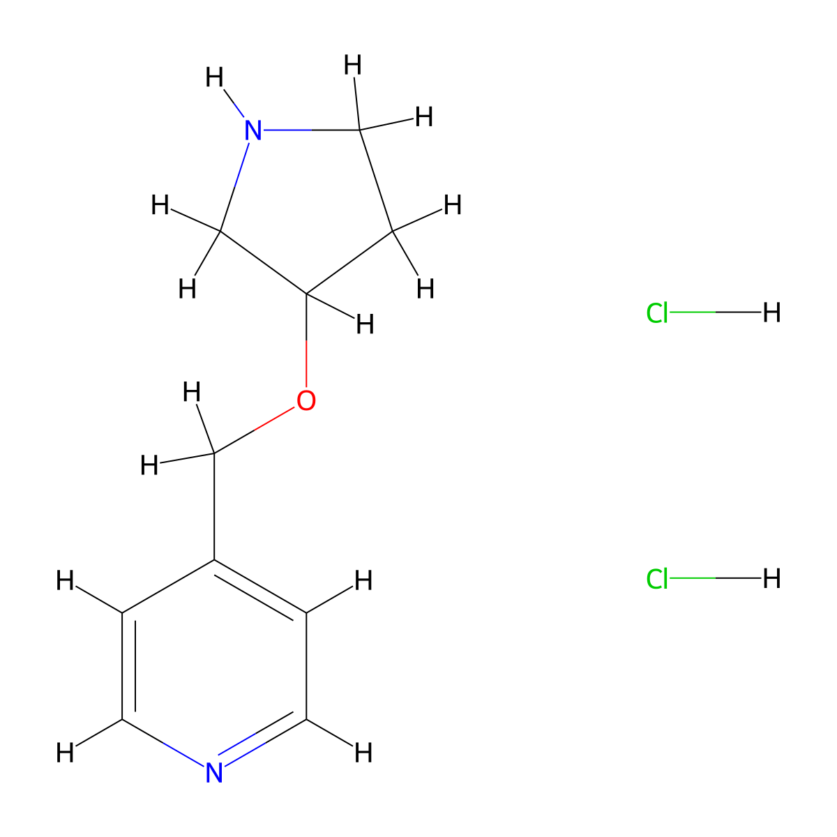 4-[(Pyrrolidin-3-yloxy)methyl]pyridine dihydrochloride molecular structure, CAS 1803593-46-5