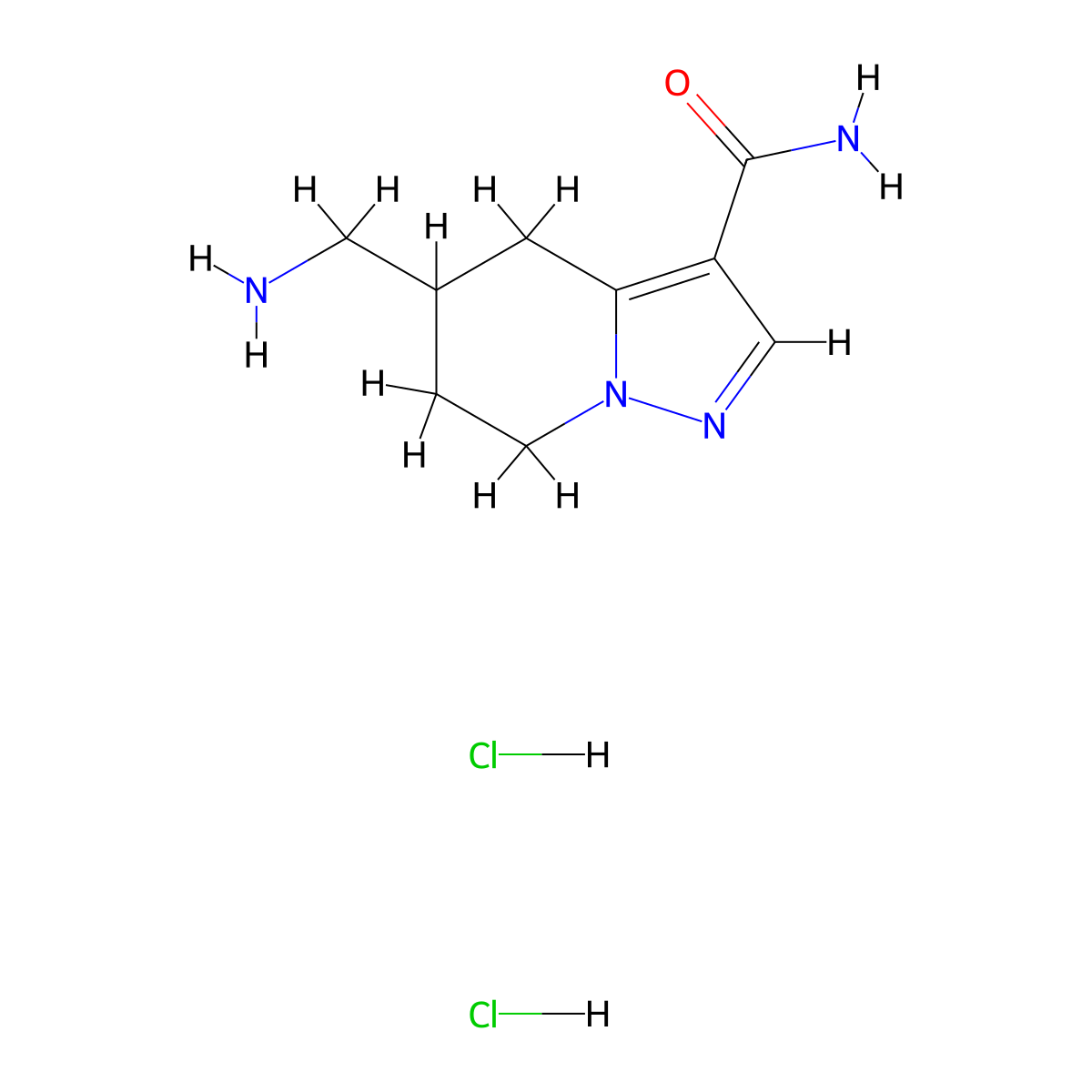 5-(aminomethyl)-4H,5H,6H,7H-pyrazolo[1,5-a]pyridine-3-carboxamide dihydrochloride molecular structure, CAS 1803593-49-8
