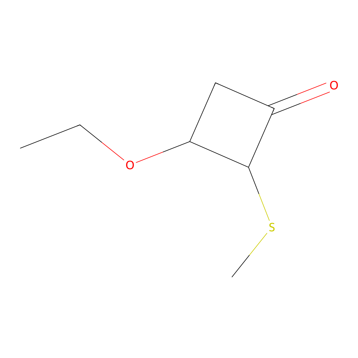 3-Ethoxy-2-(methylsulfanyl)cyclobutan-1-one molecular structure, CAS 1803593-55-6