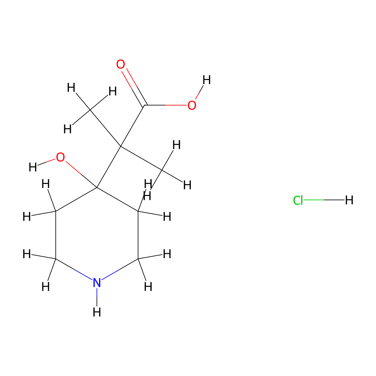 2-(4-Hydroxypiperidin-4-yl)-2-methylpropanoic acid hydrochloride molecular structure, CAS 1803593-61-4