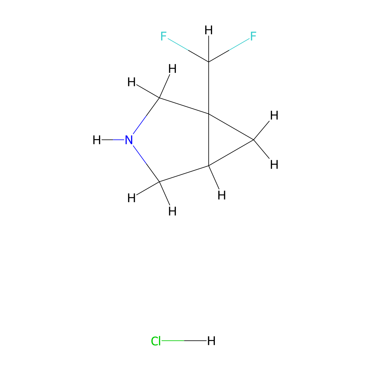 1-(Difluoromethyl)-3-azabicyclo[3.1.0]hexane hydrochloride molecular structure, CAS 1803593-63-6