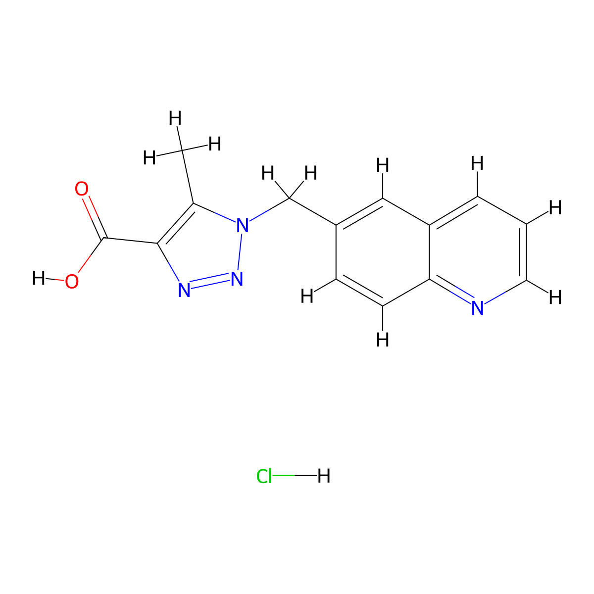 5-methyl-1-(quinolin-6-ylmethyl)-1H-1,2,3-triazole-4-carboxylic acid hydrochloride molecular structure, CAS 1803593-65-8