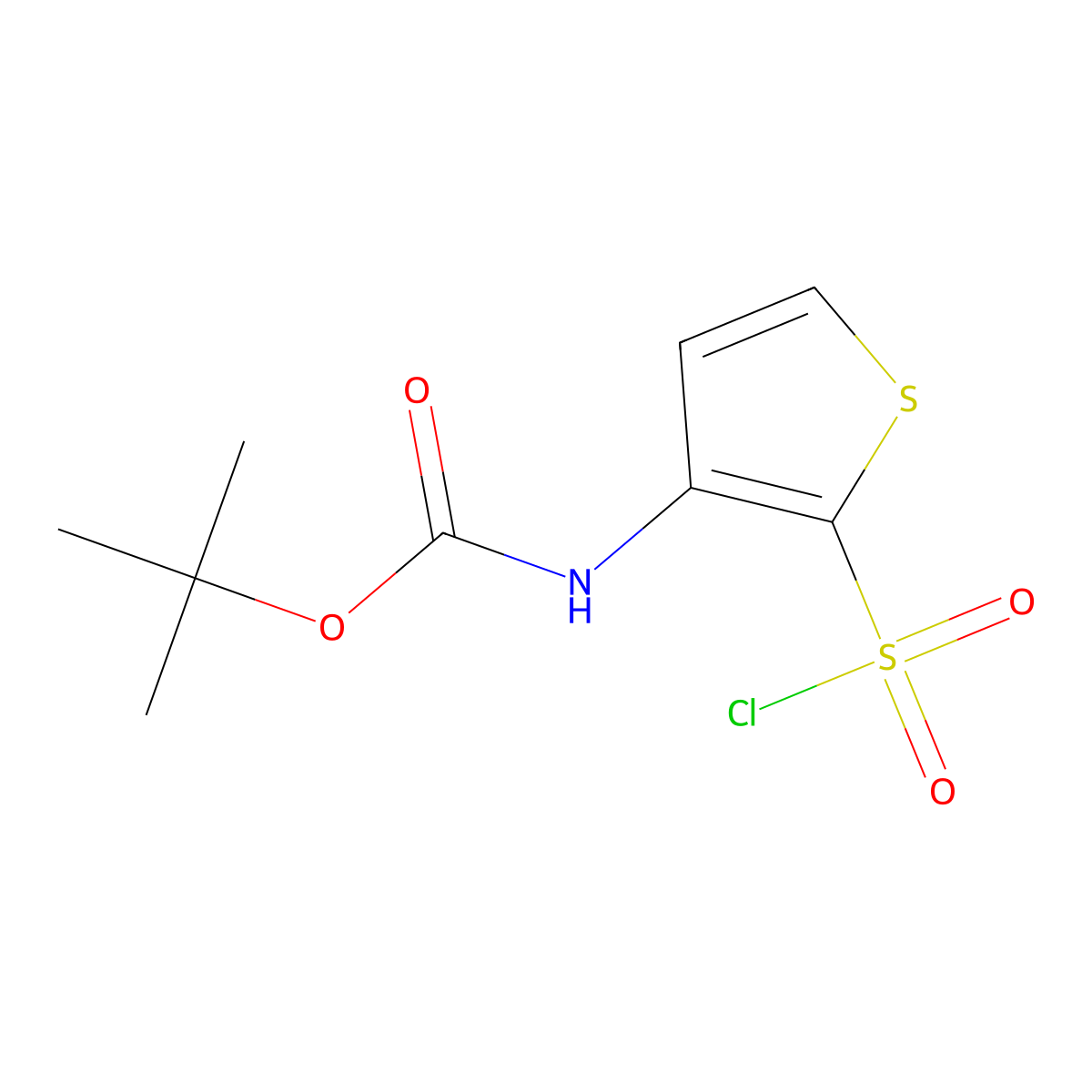 tert-butyl N-[2-(chlorosulfonyl)thiophen-3-yl]carbamate molecular structure, CAS 1803593-66-9