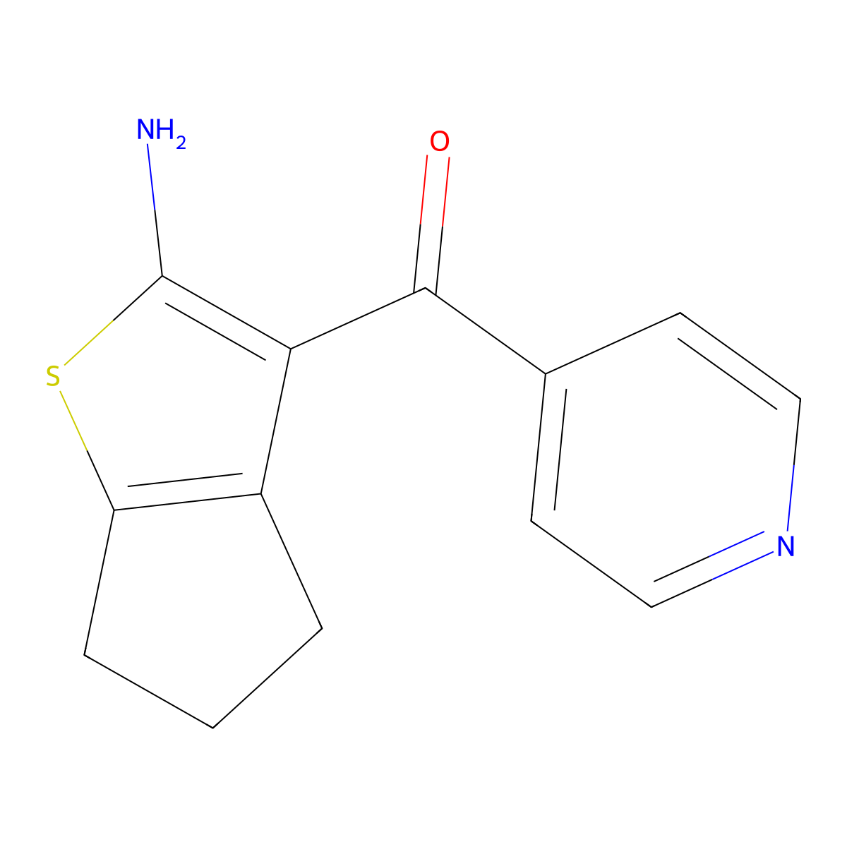 3-(pyridine-4-carbonyl)-4H,5H,6H-cyclopenta[b]thiophen-2-amine molecular structure, CAS 1803593-69-2