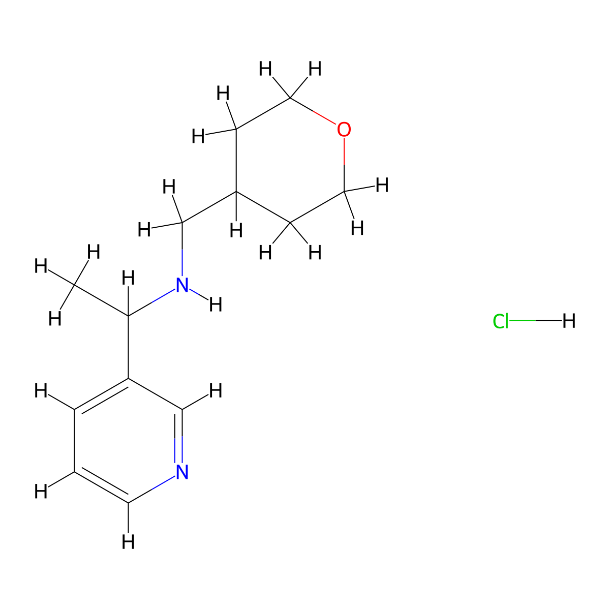 [(Oxan-4-yl)methyl][1-(pyridin-3-yl)ethyl]amine hydrochloride molecular structure, CAS 1803593-71-6