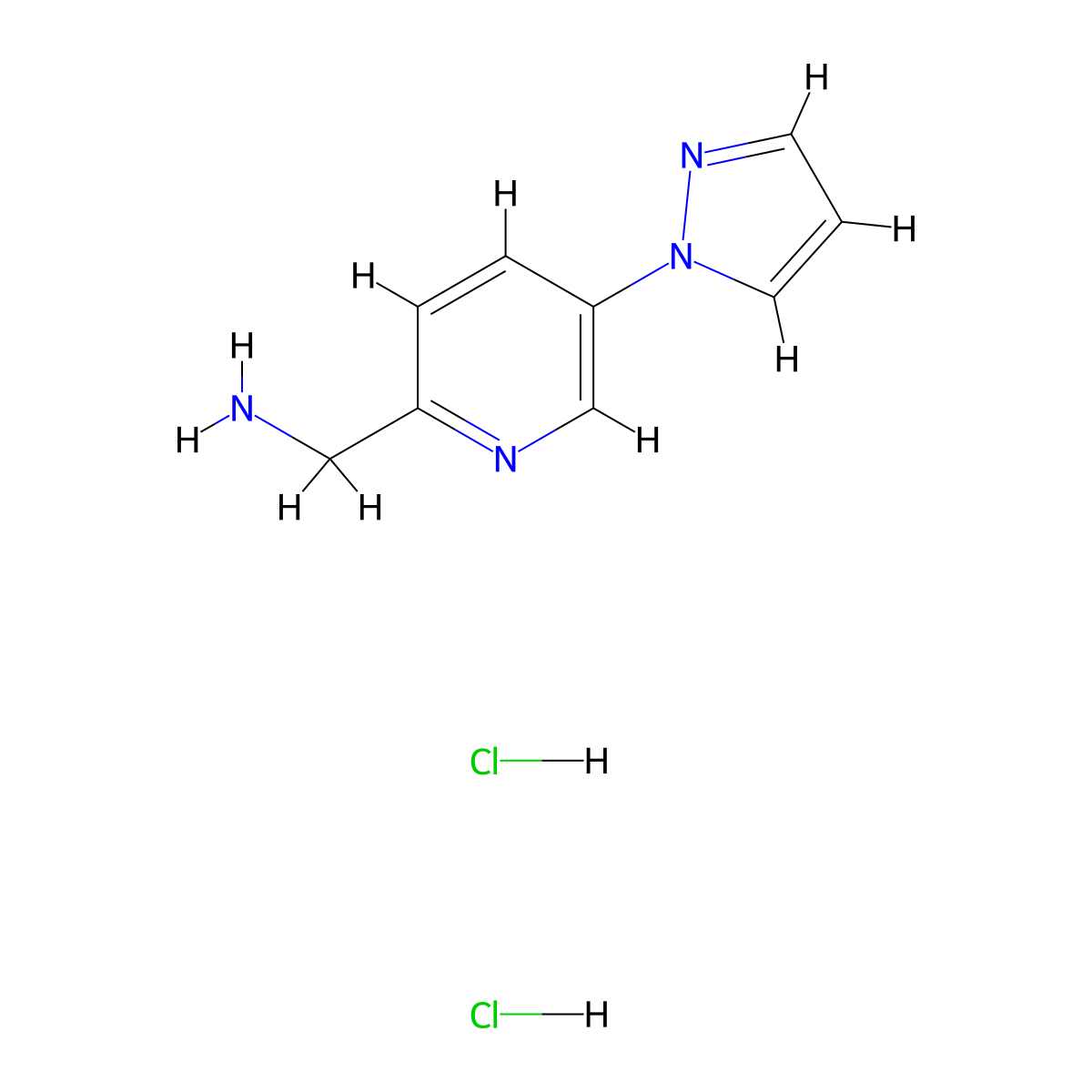 [5-(1H-pyrazol-1-yl)pyridin-2-yl]methanamine dihydrochloride molecular structure, CAS 1803593-74-9