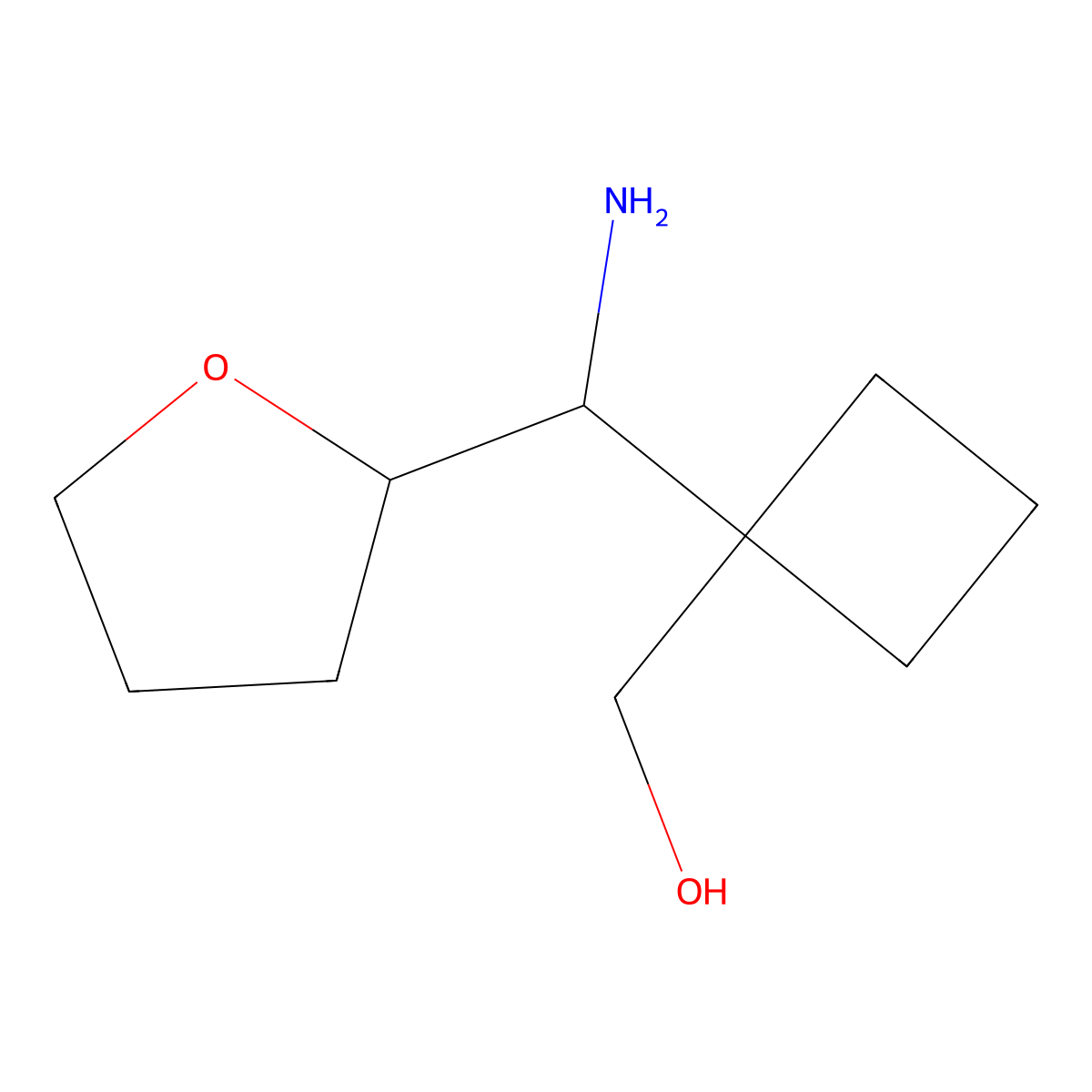 {1-[Amino(oxolan-2-yl)methyl]cyclobutyl}methanol molecular structure, CAS 1803593-94-3