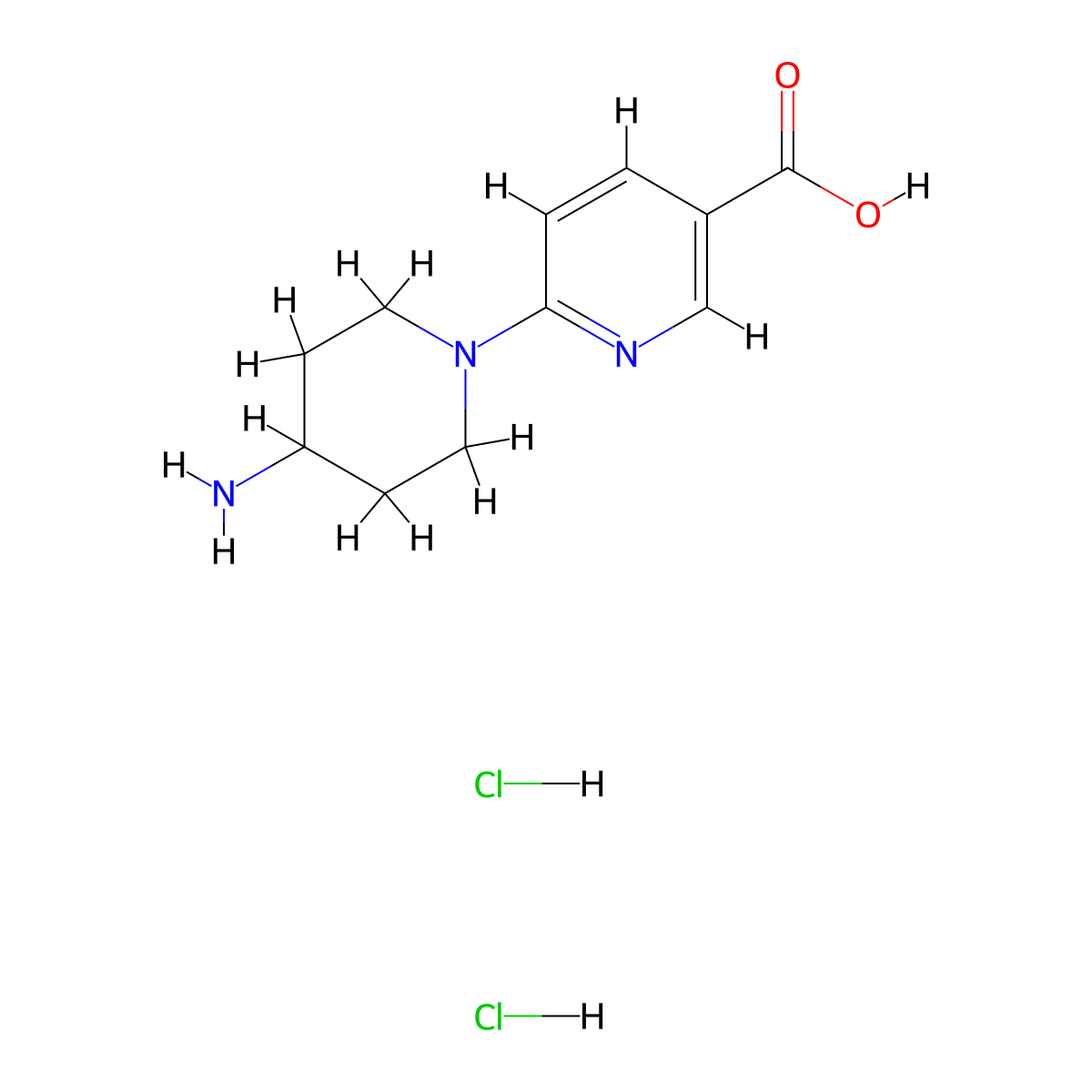6-(4-Aminopiperidin-1-yl)pyridine-3-carboxylic acid dihydrochloride molecular structure, CAS 1803594-10-6