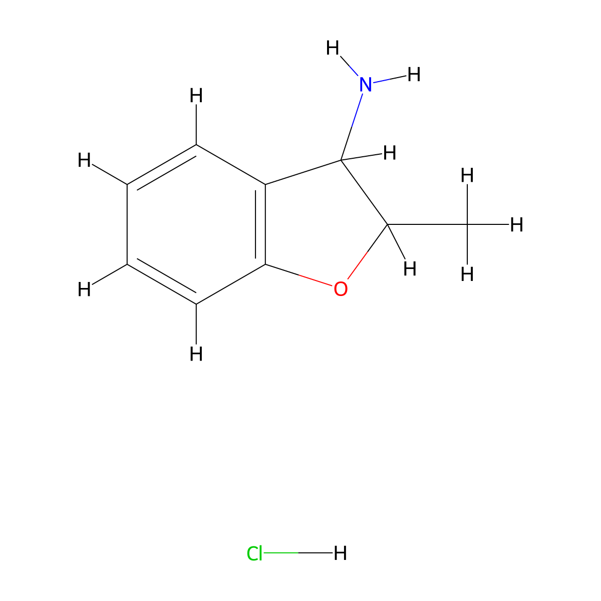 2-Methyl-2,3-dihydro-1-benzofuran-3-amine hydrochloride molecular structure, CAS 1803594-11-7
