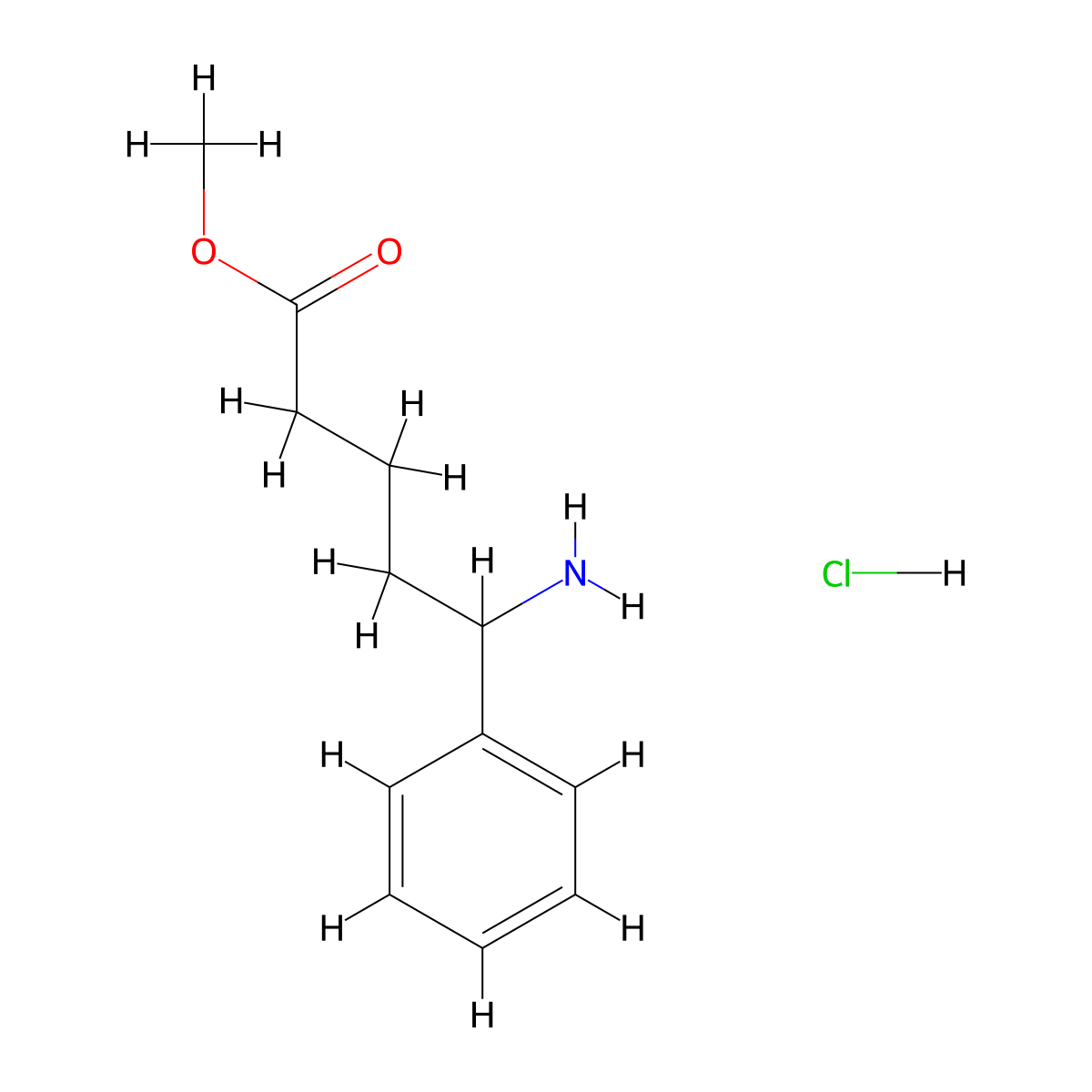 Methyl 5-amino-5-phenylpentanoate hydrochloride molecular structure, CAS 1803594-13-9