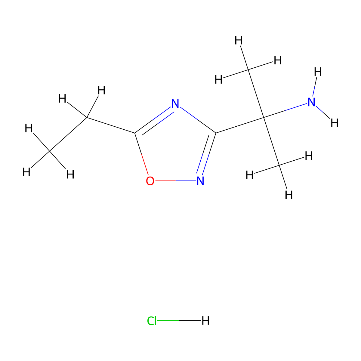 2-(5-Ethyl-1,2,4-oxadiazol-3-yl)propan-2-amine hydrochloride molecular structure, CAS 1803594-28-6