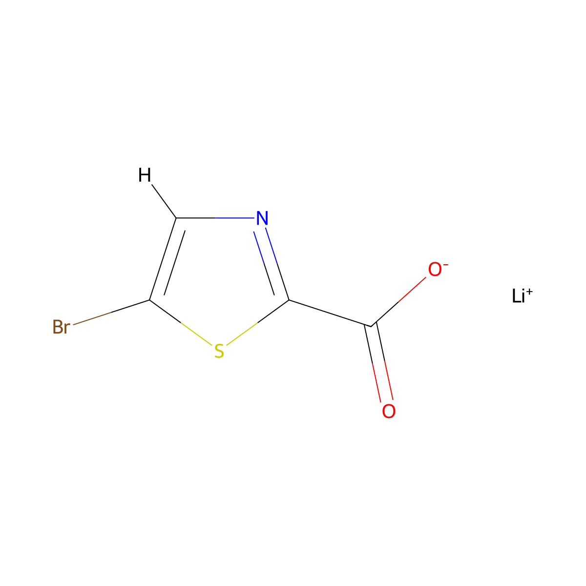 Lithium(1+) ion 5-bromo-1,3-thiazole-2-carboxylate molecular structure, CAS 1803594-42-4