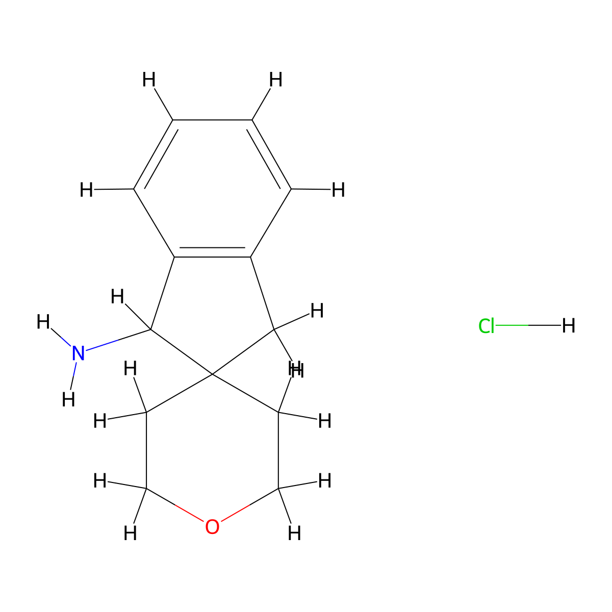 1,3-Dihydrospiro[indene-2,4'-oxane]-3-amine hydrochloride molecular structure, CAS 1803594-66-2