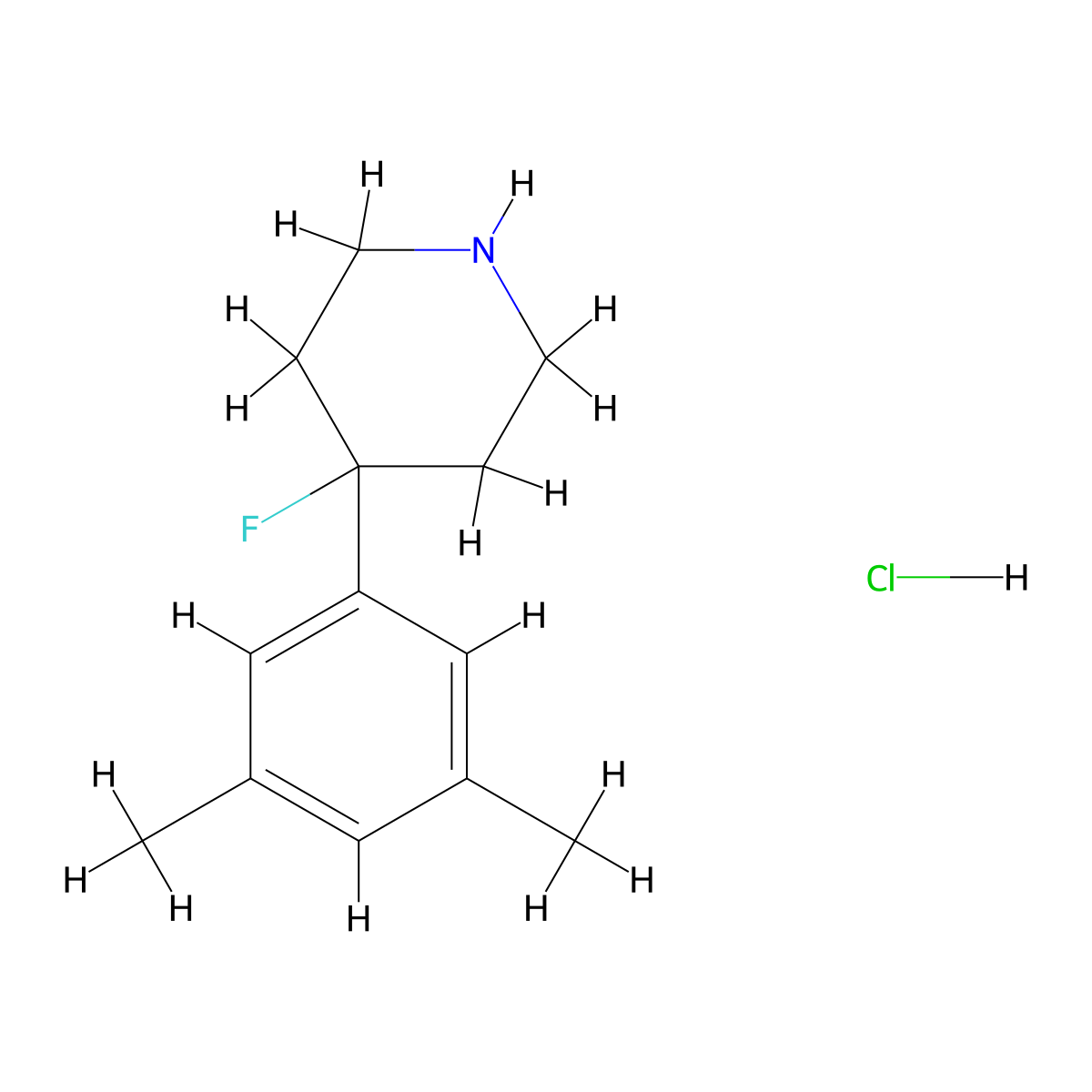 4-(3,5-Dimethylphenyl)-4-fluoropiperidine hydrochloride molecular structure, CAS 1803594-75-3