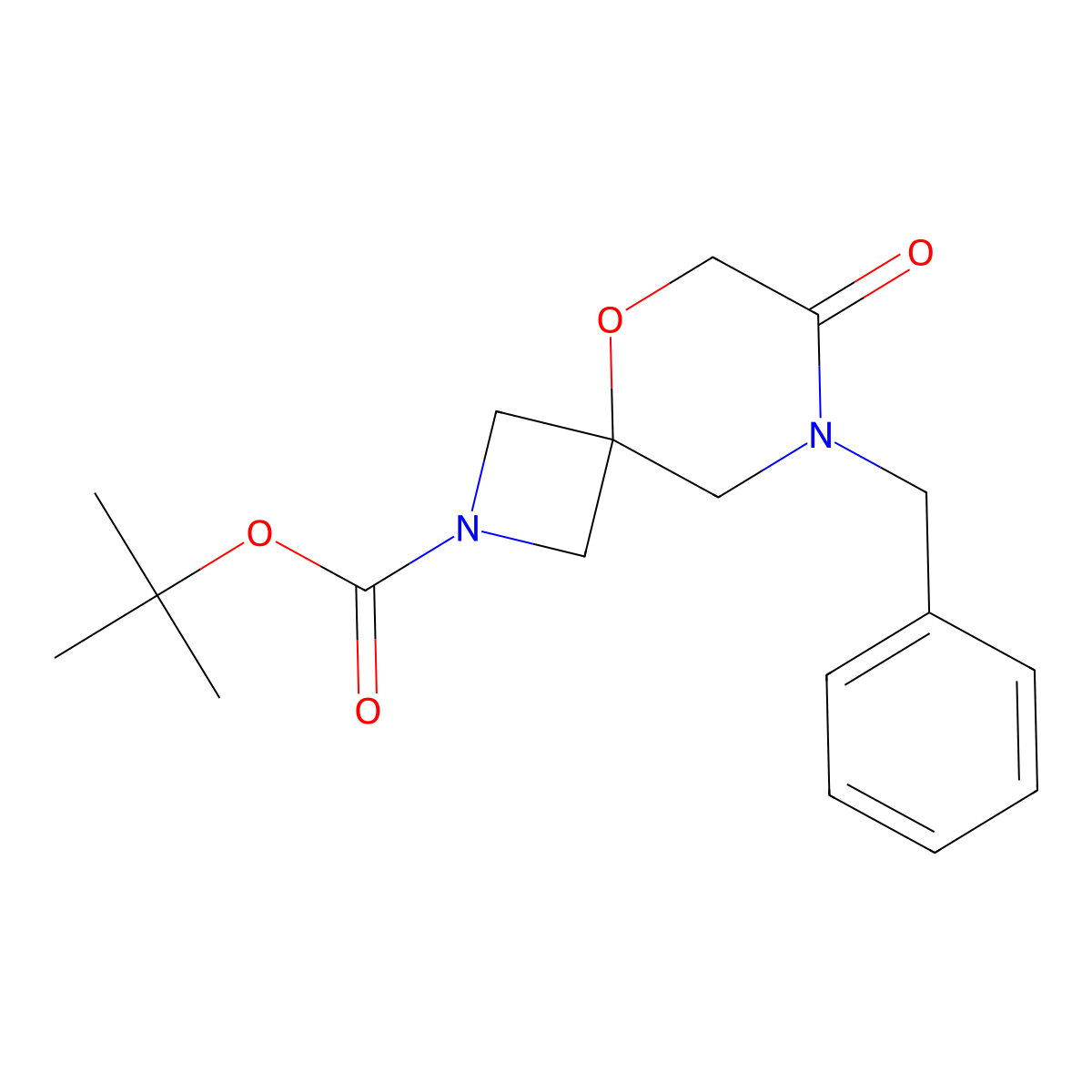 Tert-butyl 8-benzyl-7-oxo-5-oxa-2,8-diazaspiro[3.5]nonane-2-carboxylate molecular structure, CAS 1803594-77-5