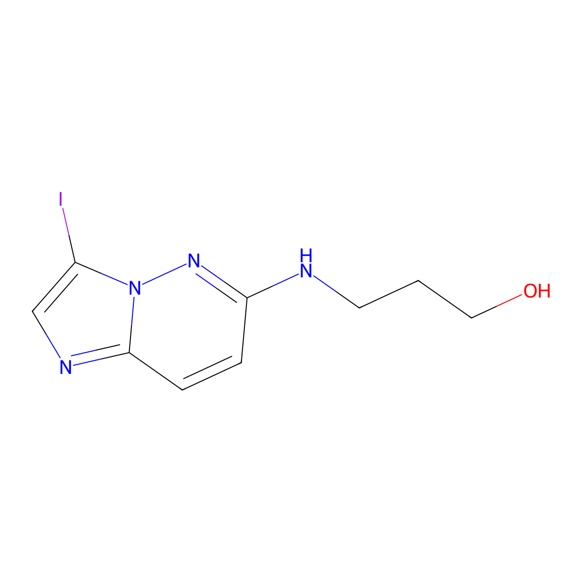 3-({3-Iodoimidazo[1,2-b]pyridazin-6-yl}amino)propan-1-ol molecular structure, CAS 1803594-78-6