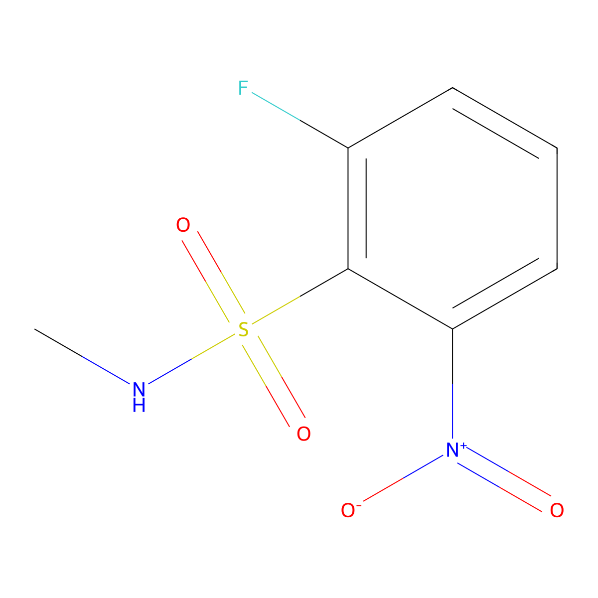 2-fluoro-N-methyl-6-nitrobenzene-1-sulfonamide molecular structure, CAS 1803594-80-0