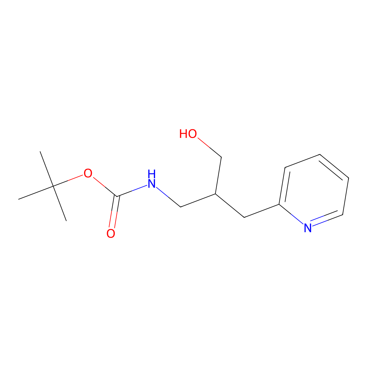 tert-butyl N-[3-hydroxy-2-(pyridin-2-ylmethyl)propyl]carbamate molecular structure, CAS 1803594-83-3