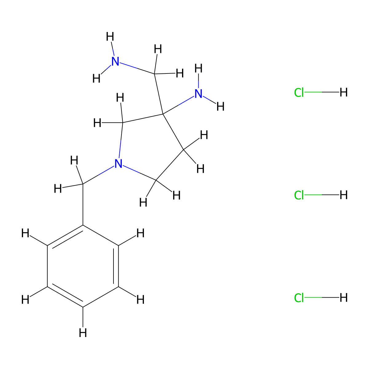 3-(Aminomethyl)-1-benzylpyrrolidin-3-amine trihydrochloride molecular structure, CAS 1803595-07-4