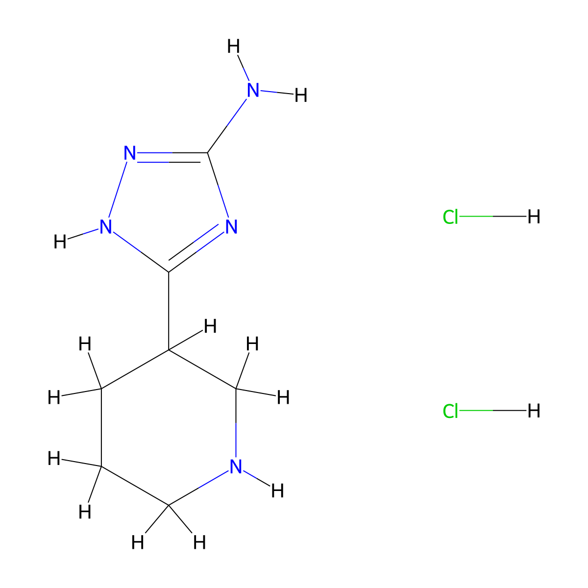 3-(piperidin-3-yl)-1H-1,2,4-triazol-5-amine dihydrochloride molecular structure, CAS 1803595-12-1