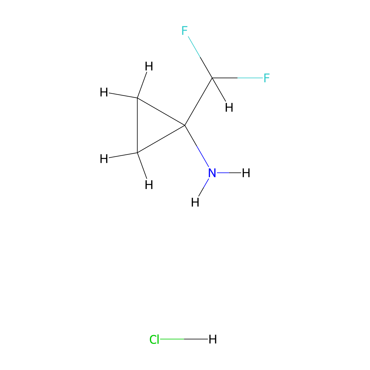 1-(Difluoromethyl)cyclopropan-1-amine hydrochloride molecular structure, CAS 1803595-15-4