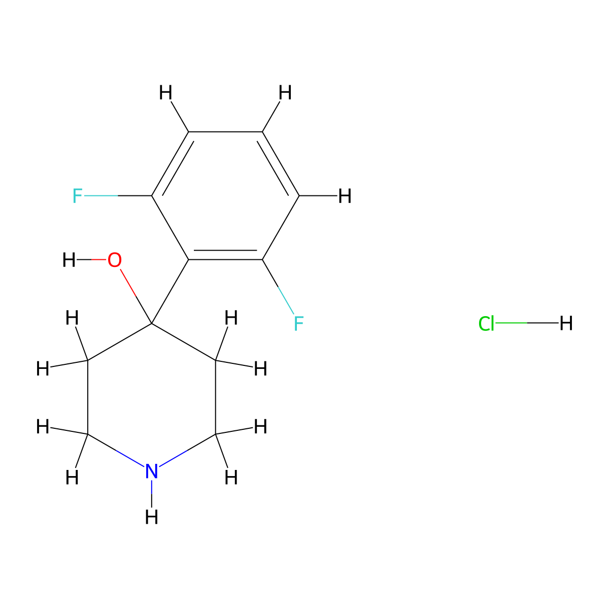 4-(2,6-Difluorophenyl)piperidin-4-ol hydrochloride molecular structure, CAS 1803595-27-8
