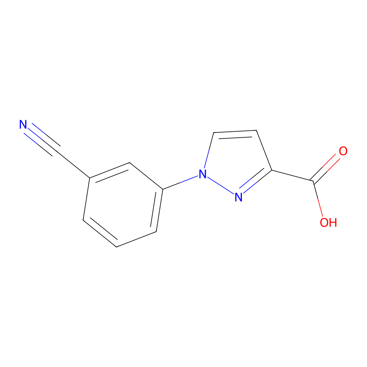 1-(3-cyanophenyl)-1H-pyrazole-3-carboxylic acid molecular structure, CAS 1803595-29-0