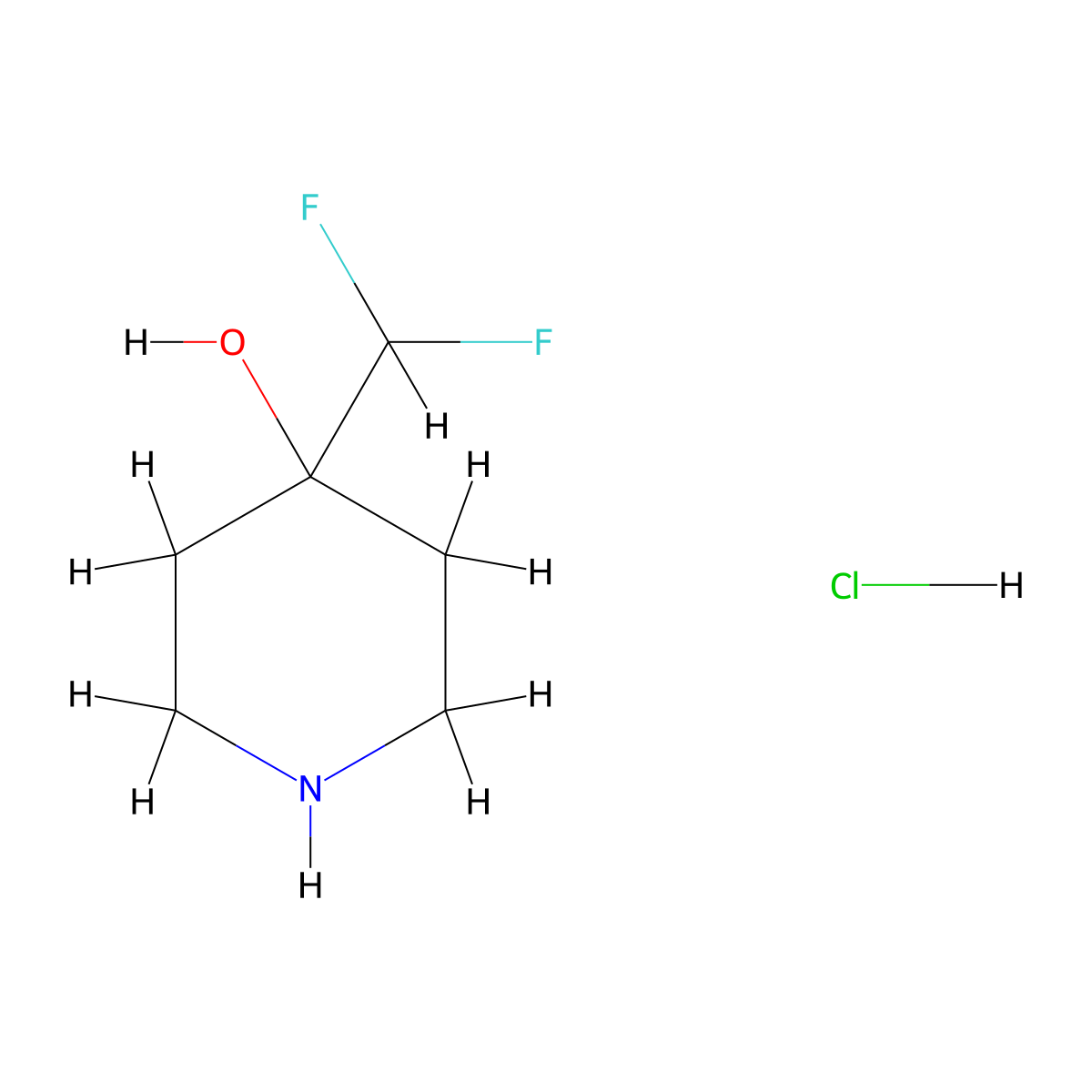 4-(Difluoromethyl)piperidin-4-ol hydrochloride molecular structure, CAS 1803595-35-8