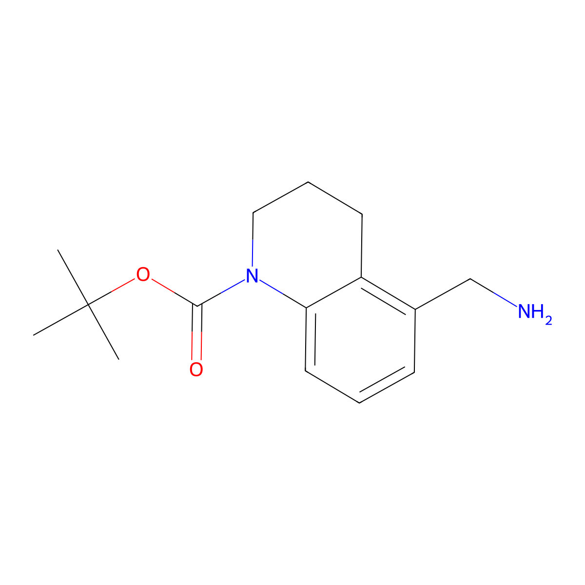 Tert-butyl 5-(aminomethyl)-1,2,3,4-tetrahydroquinoline-1-carboxylate molecular structure, CAS 1803595-39-2