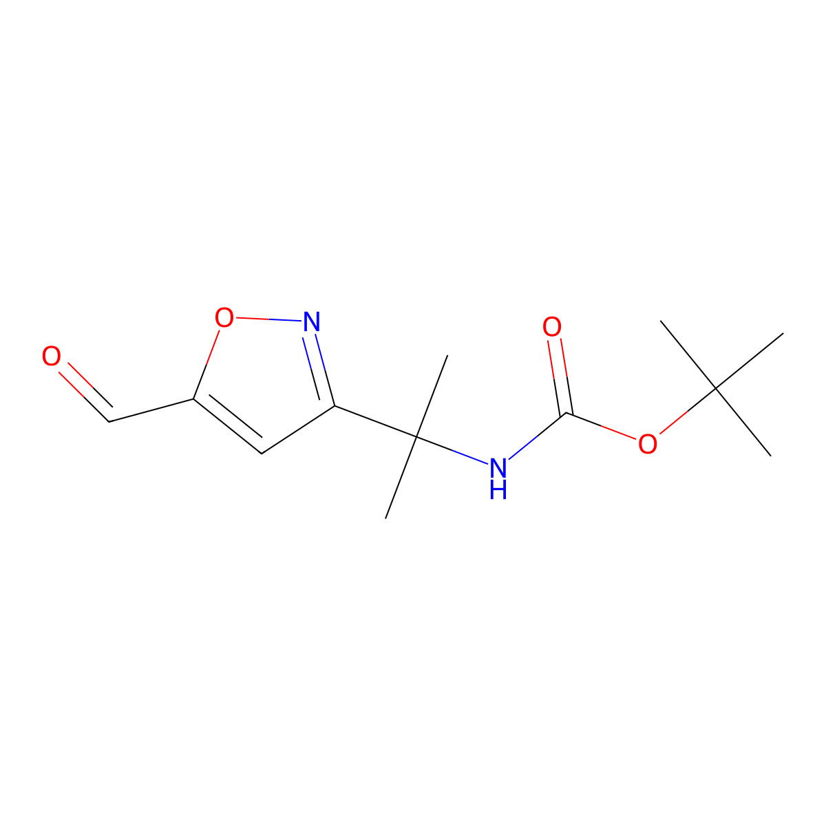 tert-butyl N-[2-(5-formyl-1,2-oxazol-3-yl)propan-2-yl]carbamate molecular structure, CAS 1803595-41-6
