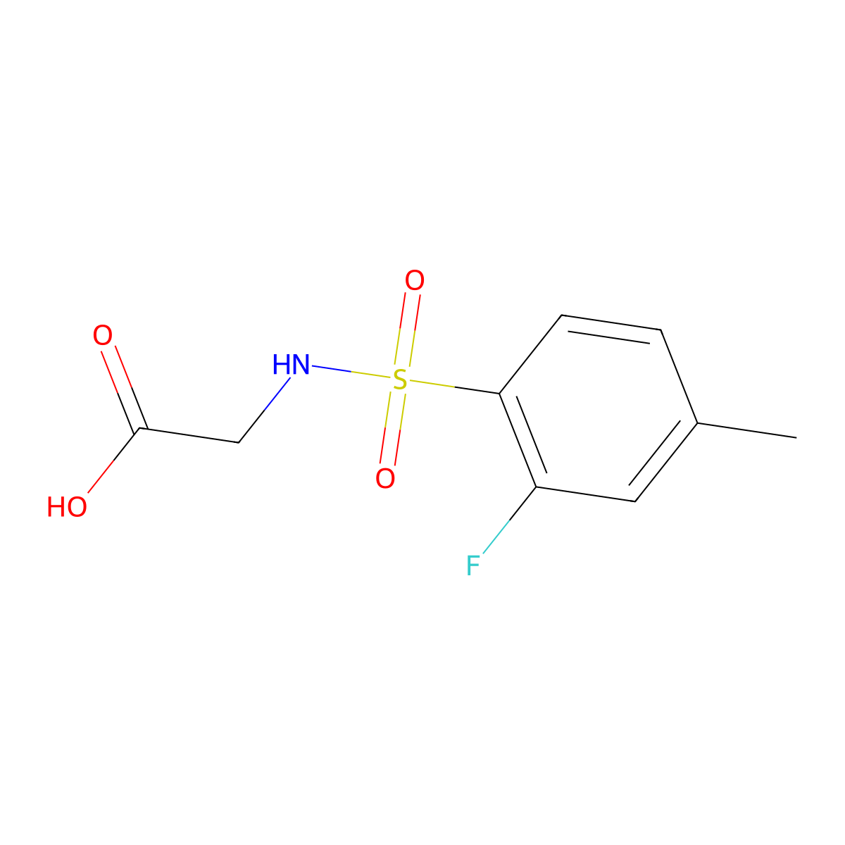 2-(2-Fluoro-4-methylbenzenesulfonamido)acetic acid molecular structure, CAS 1803595-47-2