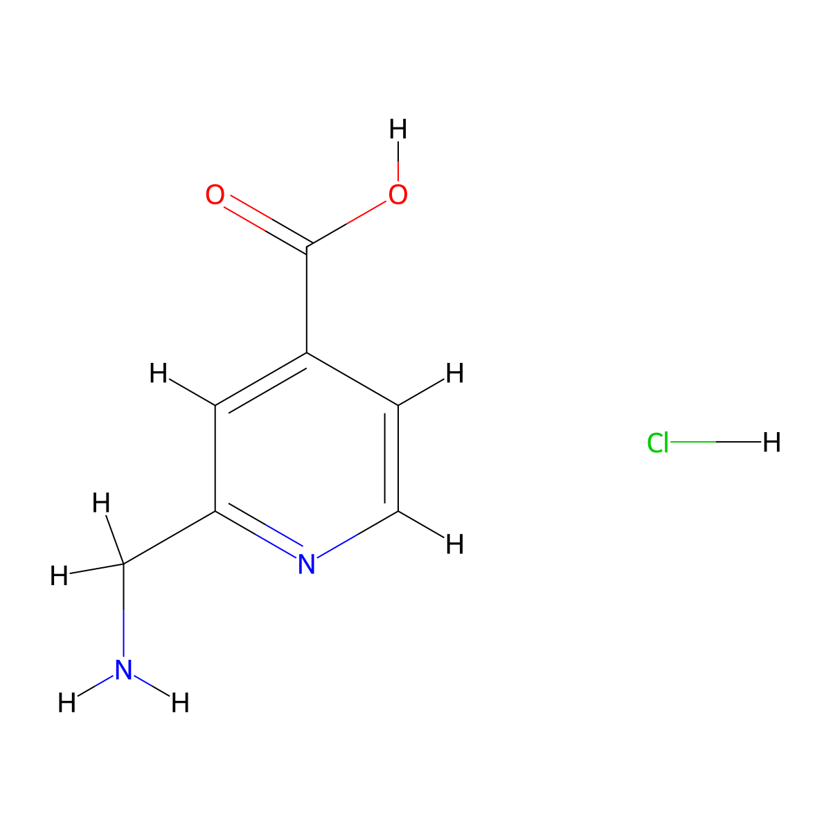 2-(Aminomethyl)pyridine-4-carboxylic acid hydrochloride molecular structure, CAS 1803595-49-4