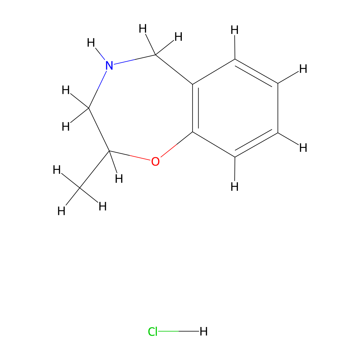2-Methyl-2,3,4,5-tetrahydro-1,4-benzoxazepine hydrochloride molecular structure, CAS 1803595-52-9