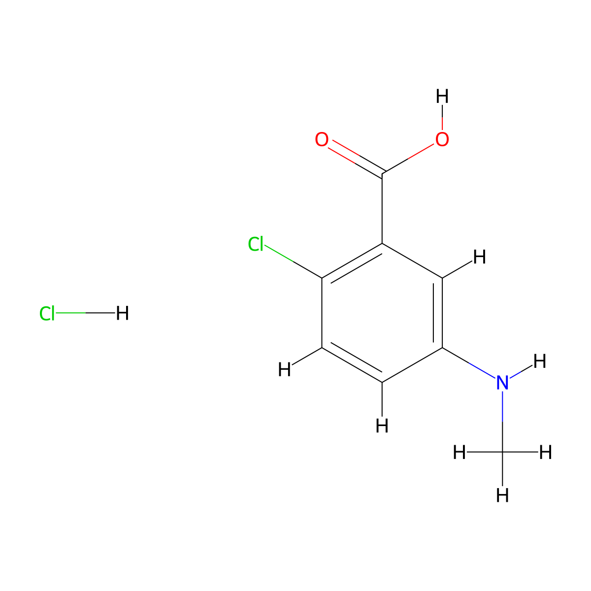 2-Chloro-5-(methylamino)benzoic acid hydrochloride molecular structure, CAS 1803595-66-5