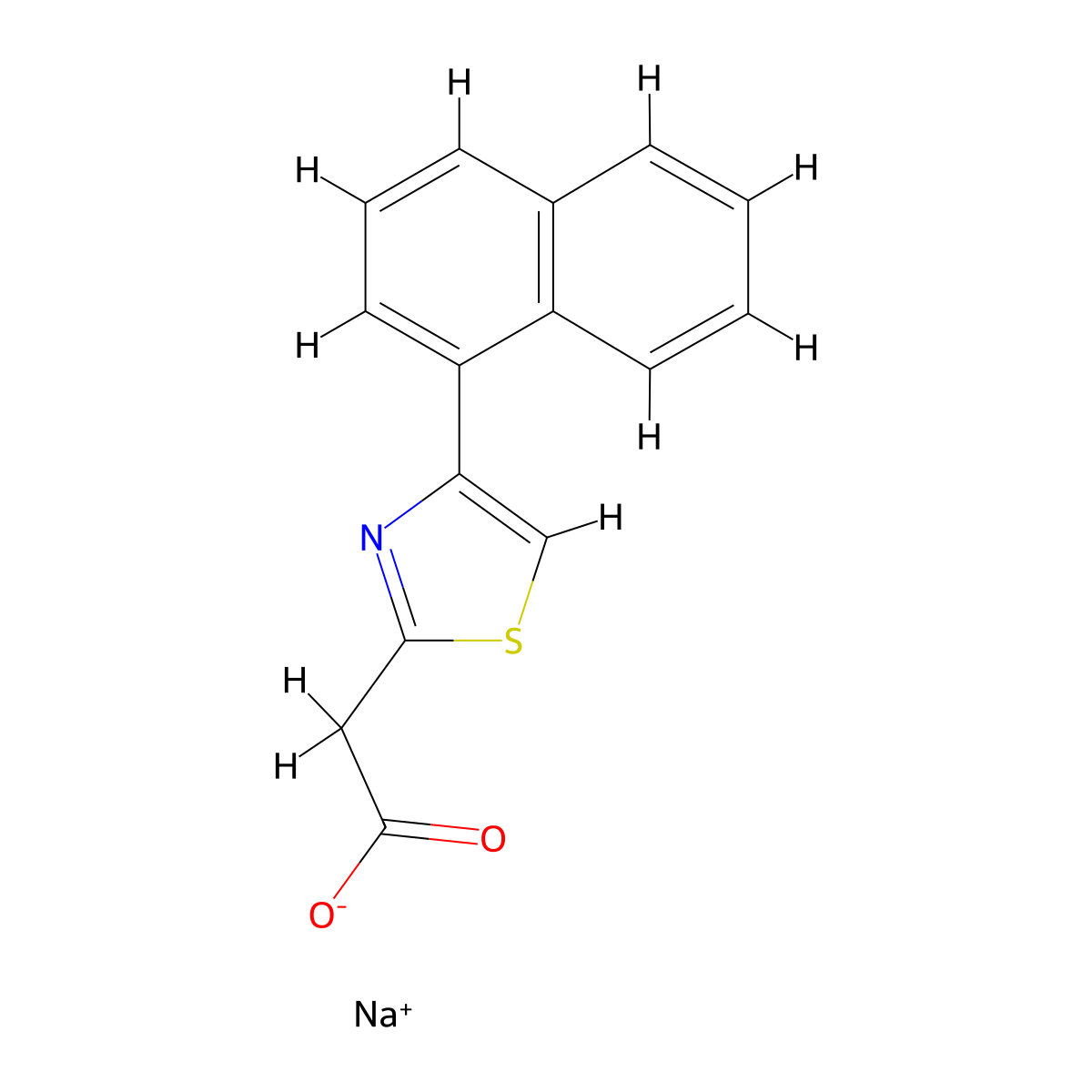 Sodium 2-[4-(naphthalen-1-yl)-1,3-thiazol-2-yl]acetate molecular structure, CAS 1803595-72-3