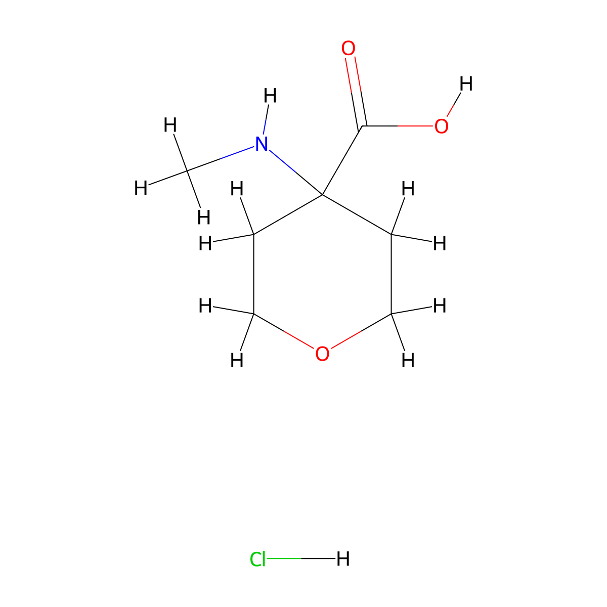 4-(Methylamino)oxane-4-carboxylic acid hydrochloride molecular structure, CAS 1803595-85-8