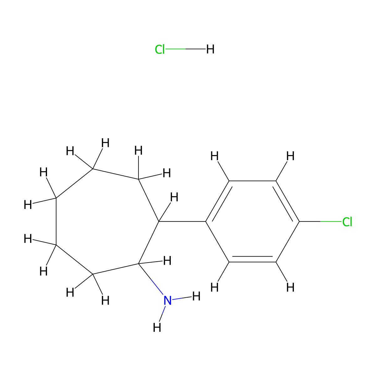 2-(4-Chlorophenyl)cycloheptan-1-amine hydrochloride molecular structure, CAS 1803595-91-6
