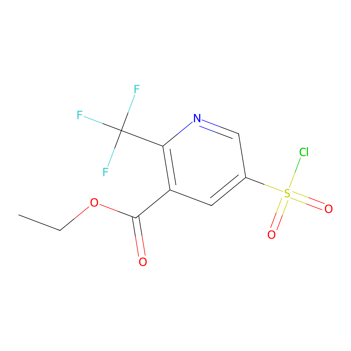 Ethyl 5-(chlorosulfonyl)-2-(trifluoromethyl)pyridine-3-carboxylate molecular structure, CAS 1803595-99-4