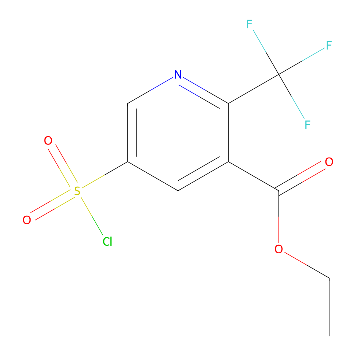 Ethyl 5-(chlorosulfonyl)-2-(trifluoromethyl)pyridine-3-carboxylate molecular structure, CAS 1803595-99-4