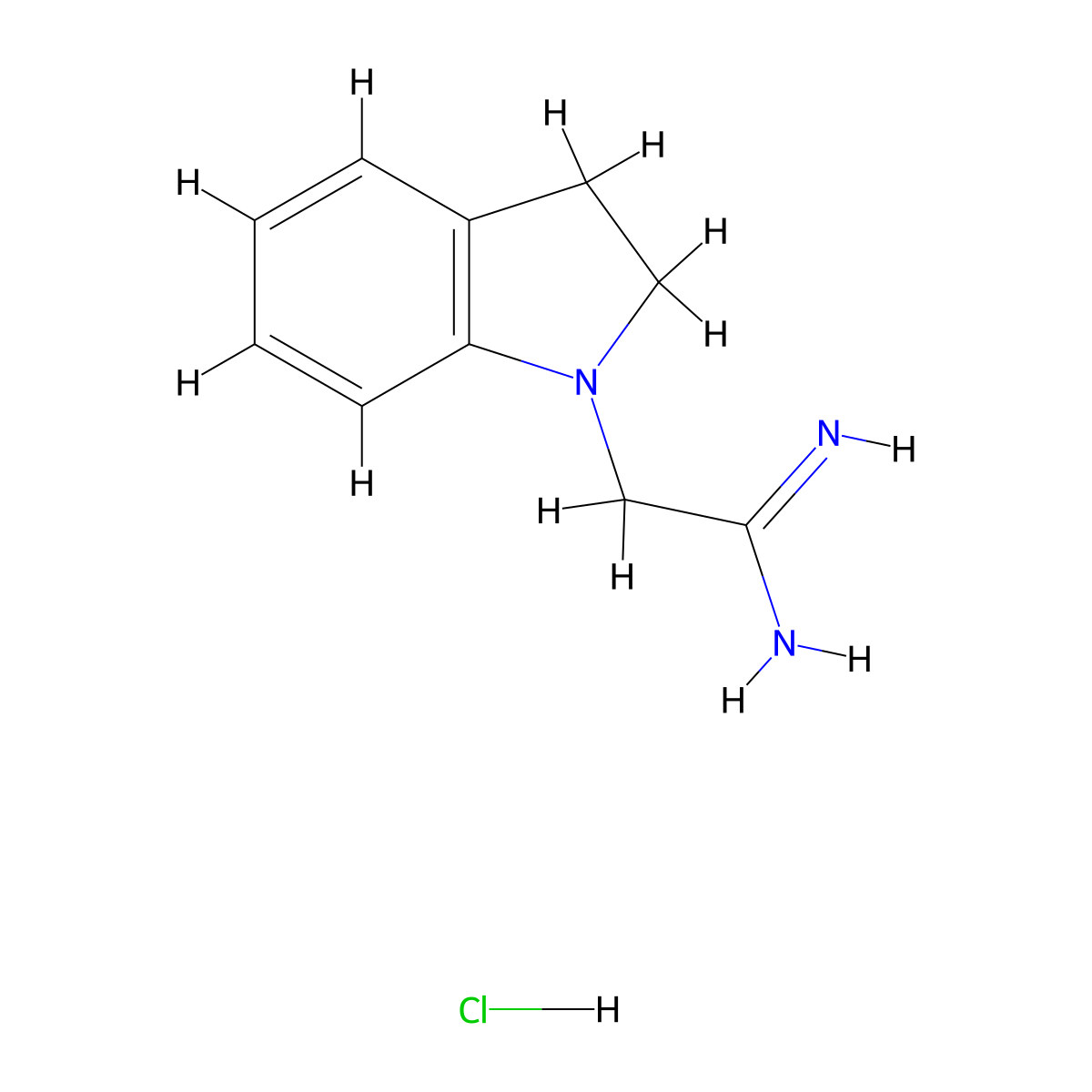 2-(2,3-dihydro-1H-indol-1-yl)ethanimidamide hydrochloride molecular structure, CAS 1803596-01-1