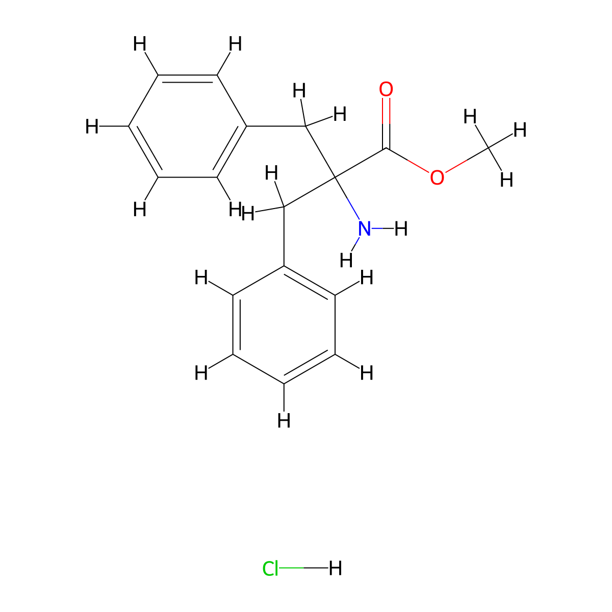 Methyl 2-amino-2-benzyl-3-phenylpropanoate hydrochloride molecular structure, CAS 1803596-11-3