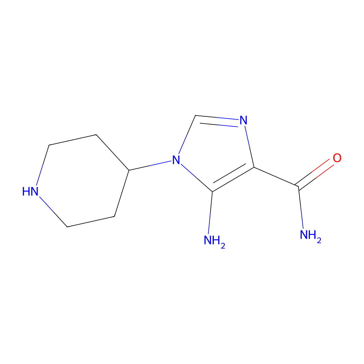 1H-Imidazole-4-carboxamide, 5-amino-1-(4-piperidinyl)- molecular structure, CAS 1803596-20-4
