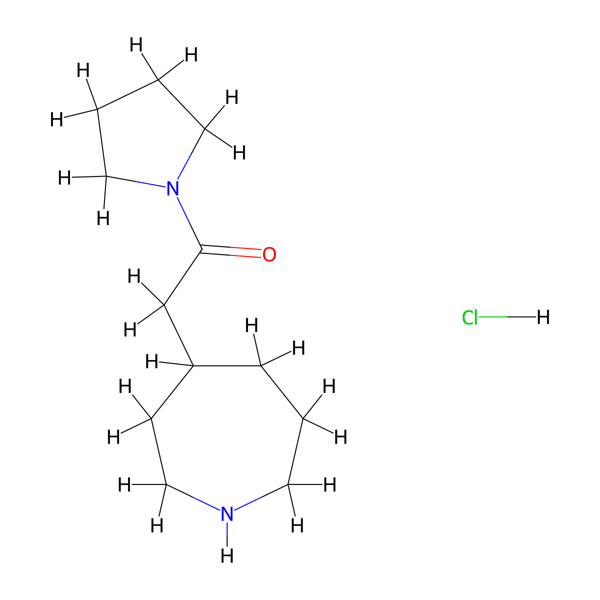 2-(Azepan-4-yl)-1-(pyrrolidin-1-yl)ethan-1-one hydrochloride molecular structure, CAS 1803596-25-9