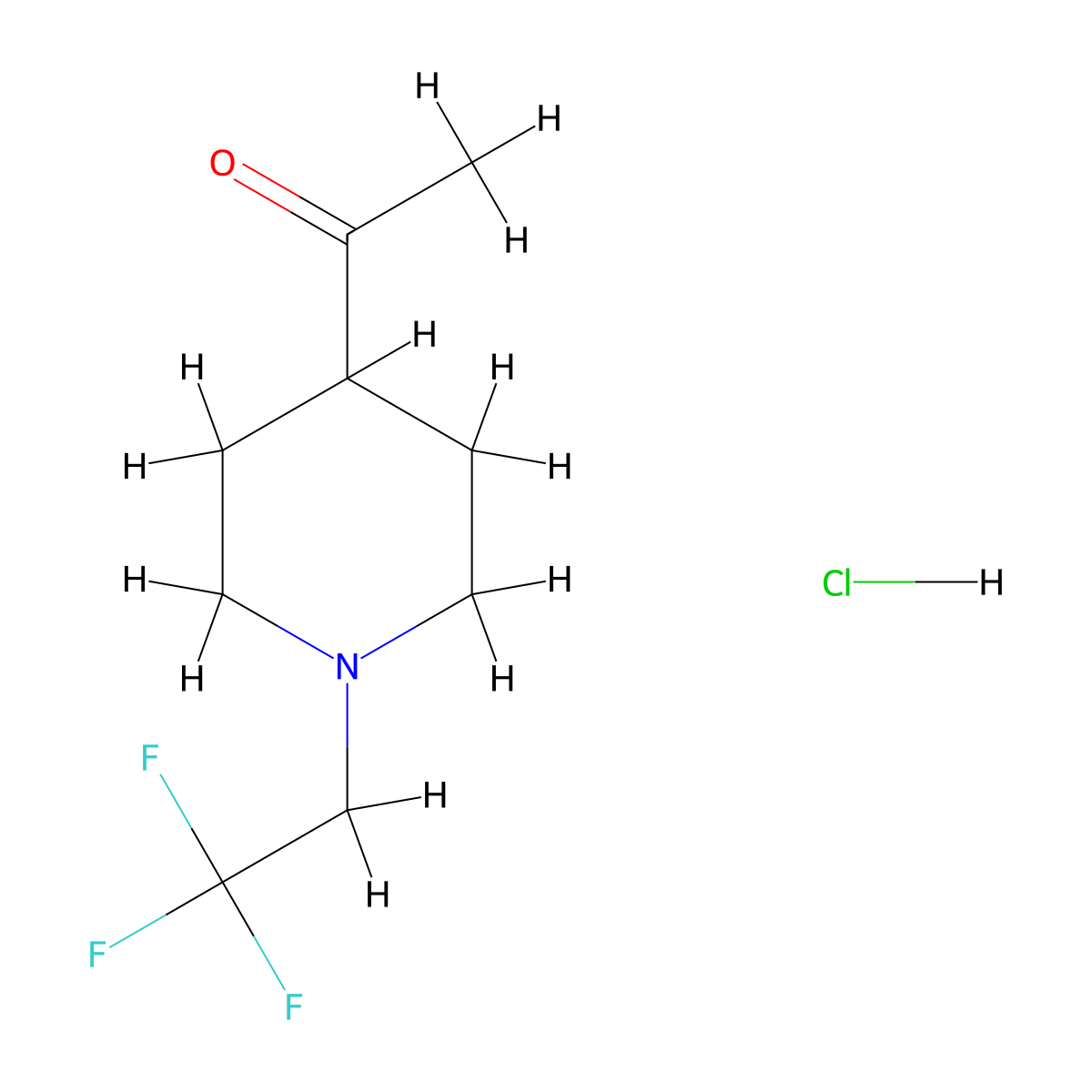 1-[1-(2,2,2-Trifluoroethyl)piperidin-4-yl]ethan-1-one hydrochloride molecular structure, CAS 1803596-34-0