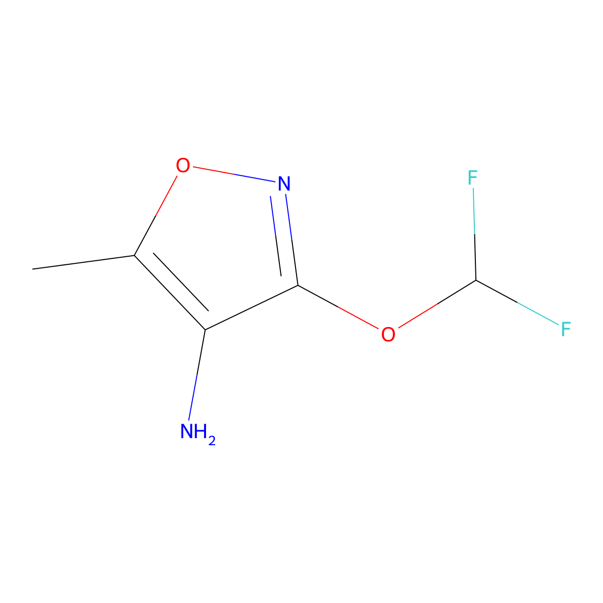 3-(Difluoromethoxy)-5-methyl-1,2-oxazol-4-amine molecular structure, CAS 1803596-36-2