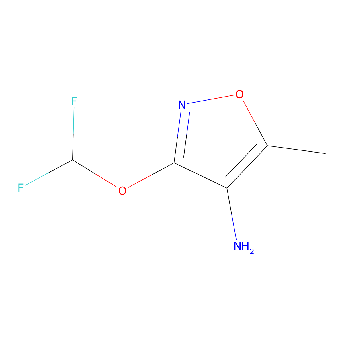 3-(Difluoromethoxy)-5-methyl-1,2-oxazol-4-amine molecular structure, CAS 1803596-36-2