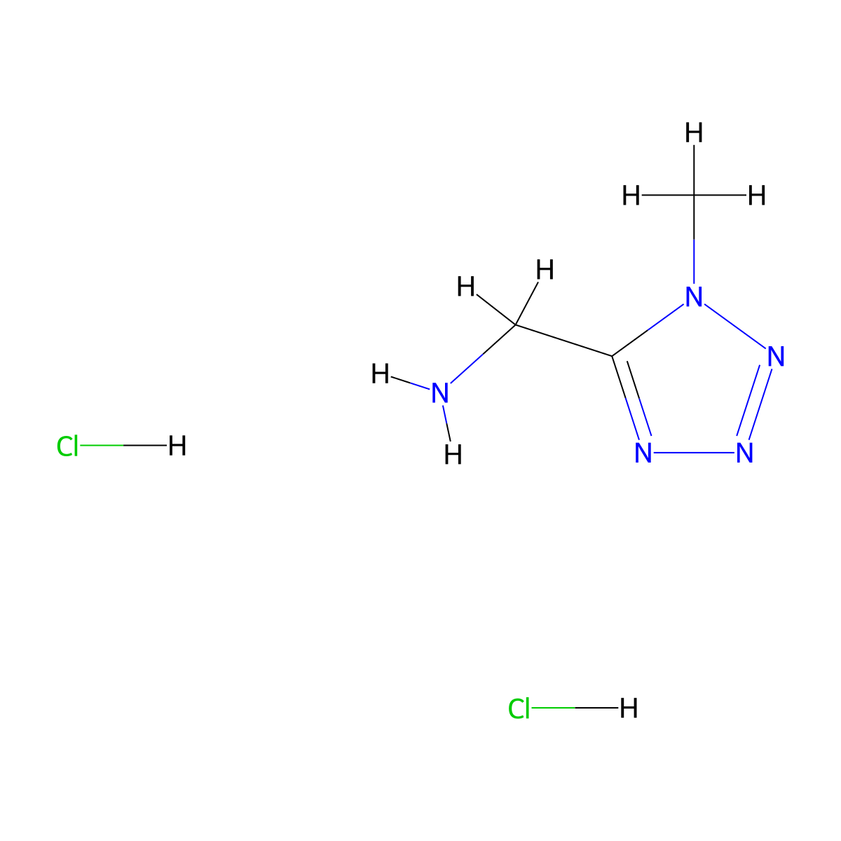 (1-methyl-1H-1,2,3,4-tetrazol-5-yl)methanamine dihydrochloride molecular structure, CAS 1803596-39-5